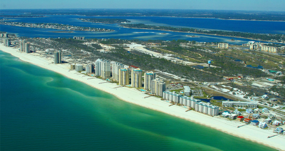 Perdido Key aerial view of beach